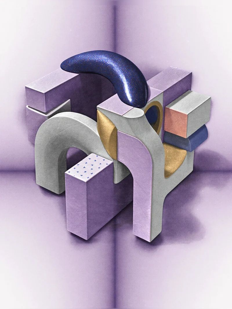 Illustration des beschriftungslosen Farbblock-Tischspiels „Quadro“ als Konzeptstudie